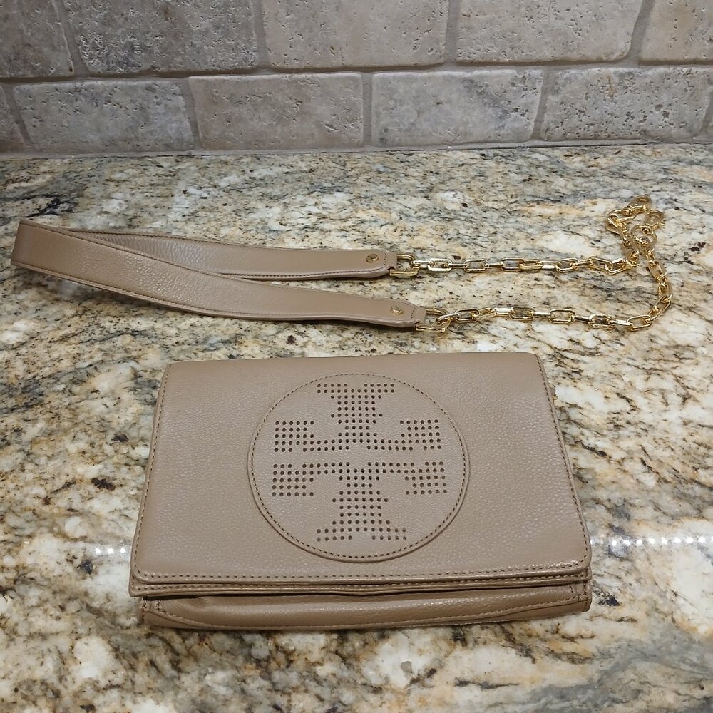 Tory Burch Pebbled Leather Perforated Logo Crossbody W/ A Dust Bag - Picture 10 of 10